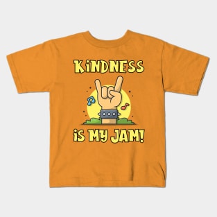Kindness is My Jam with Rock and Roll Hand Sign Kids T-Shirt